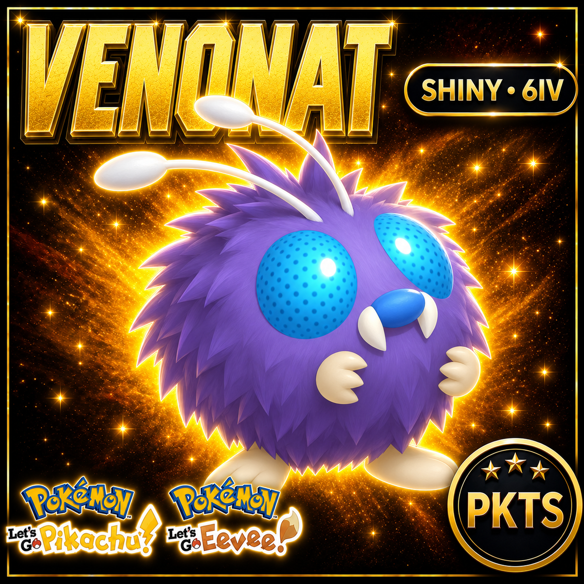 Shiny Venonat 6IV — Pokémon Let’s Go Pikachu & Let’s Go Eevee — PKTS