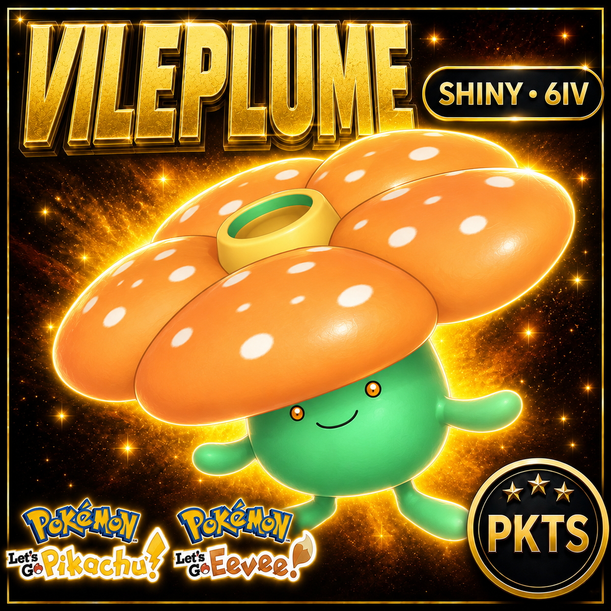 Shiny Vileplume 6IV — Pokémon Let’s Go Pikachu & Let’s Go Eevee — PKTS