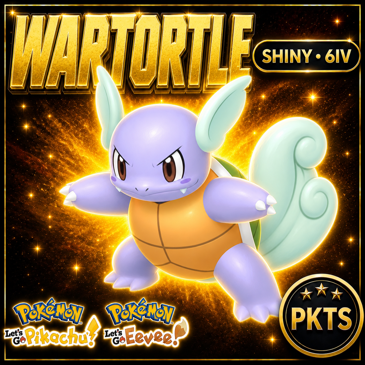 Shiny Wartortle 6IV — Pokémon Let’s Go Pikachu & Let’s Go Eevee — PKTS