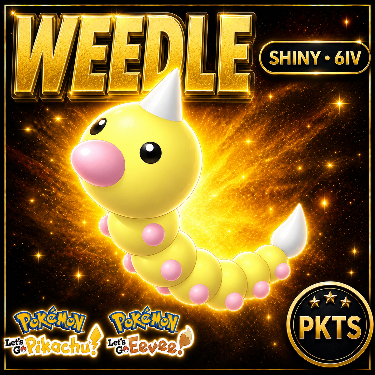 Shiny Weedle 6IV — Pokémon Let’s Go Pikachu & Let’s Go Eevee — PKTS