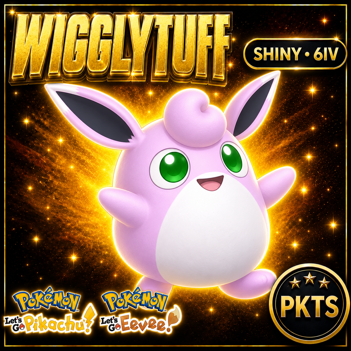 Shiny Wigglytuff 6IV — Pokémon Let’s Go Pikachu & Let’s Go Eevee — PKTS