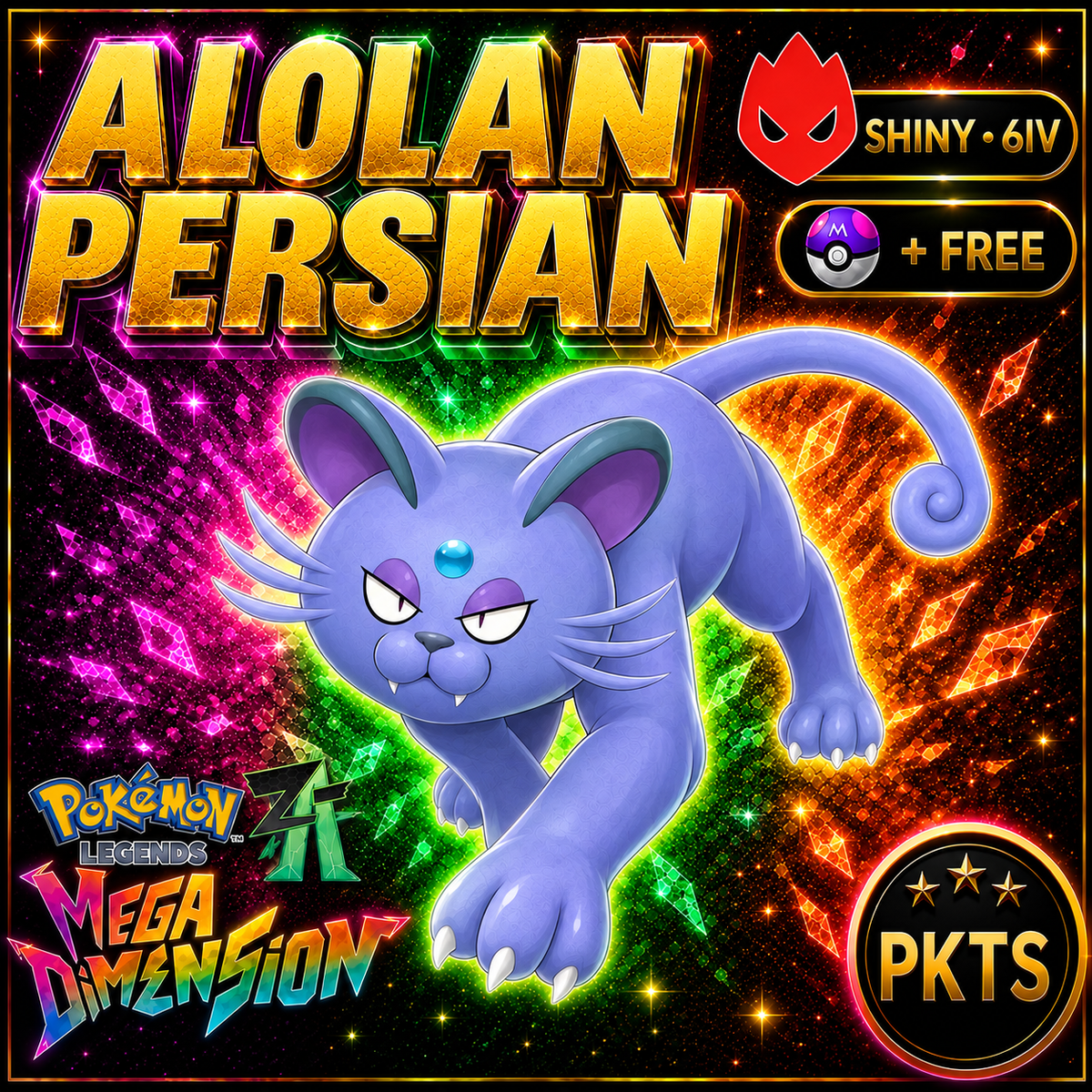 Shiny Alpha Alolan Persian — Pokémon Legends Z-A Mega Dimension — PKTS product image