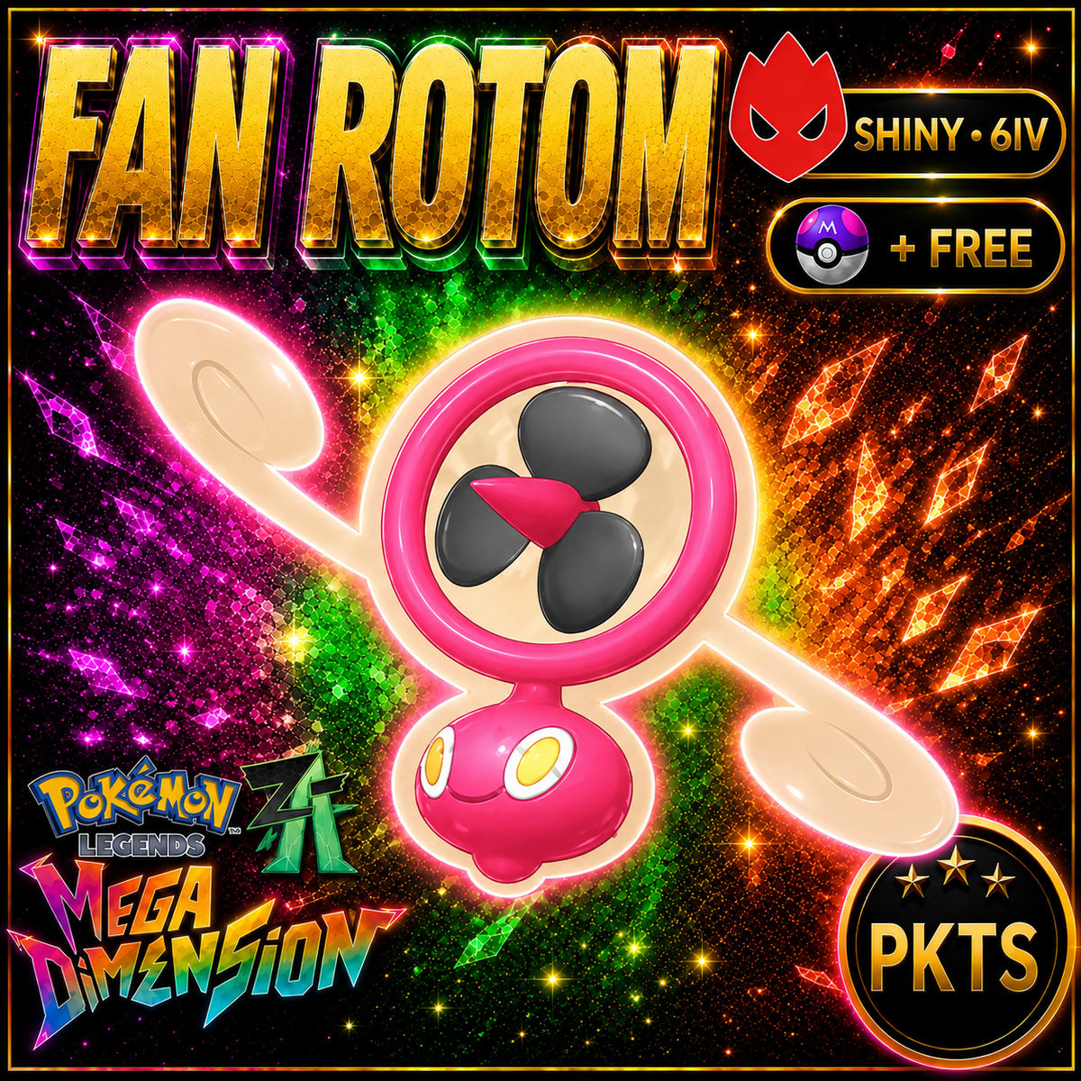 Shiny Alpha Fan Form Rotom — Pokémon Legends Z-A Mega Dimension — PKTS product image