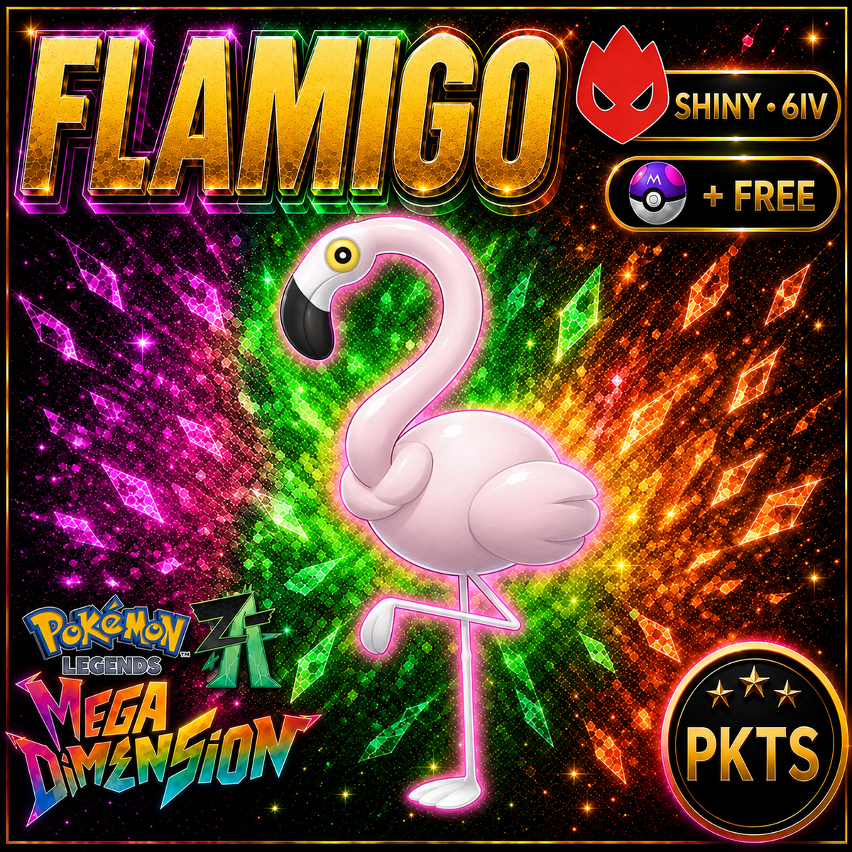 Shiny Alpha Flamigo — Pokémon Legends Z-A Mega Dimension — PKTS product image