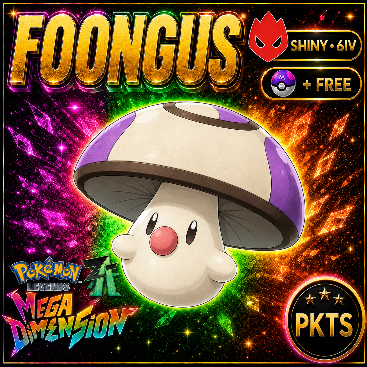 Shiny Alpha Foongus Pokemon Legends Za Mega Dimension DLC 6IV Competitive Battle Ready - Image 1
