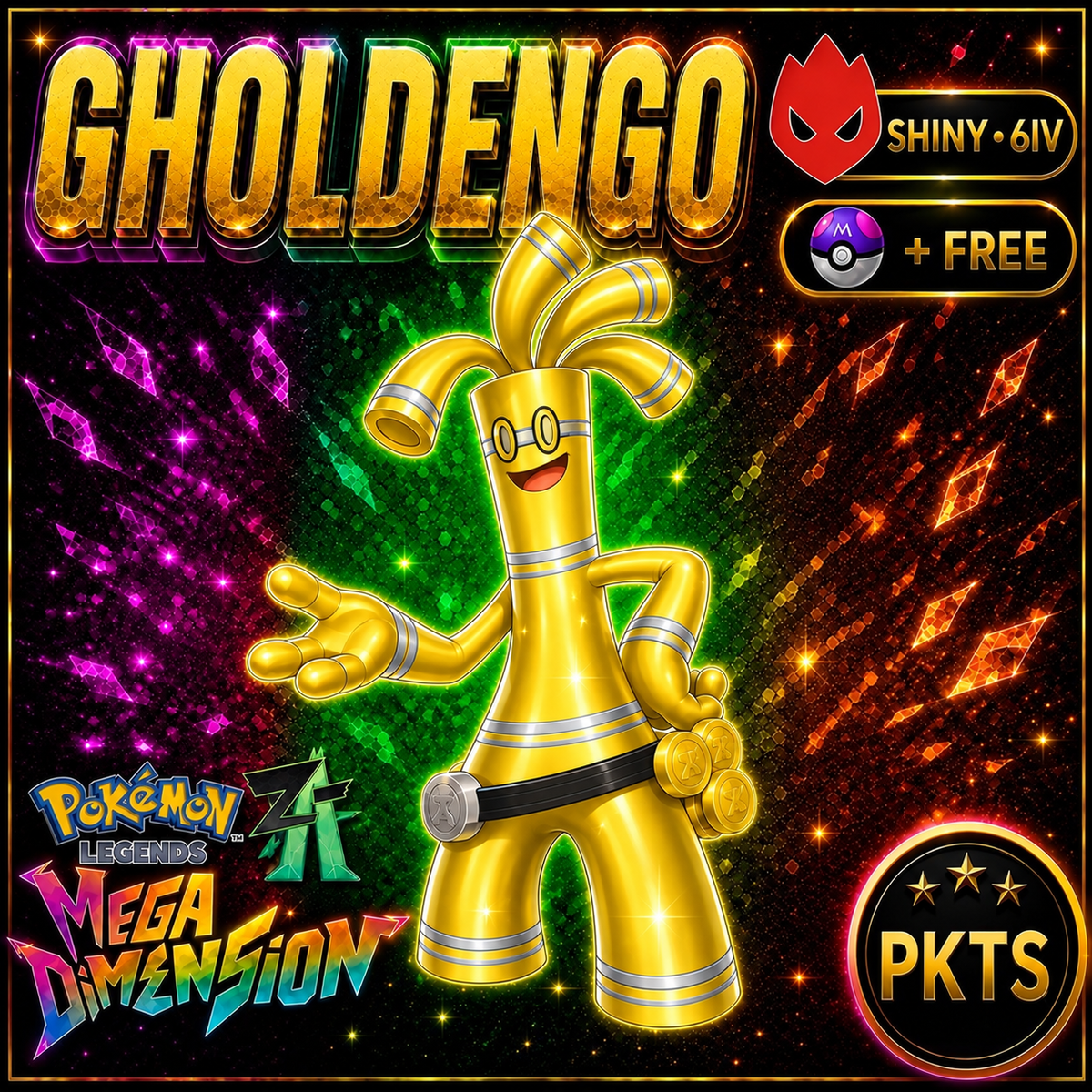 Shiny Alpha Gholdengo — Pokémon Legends Z-A Mega Dimension — PKTS product image