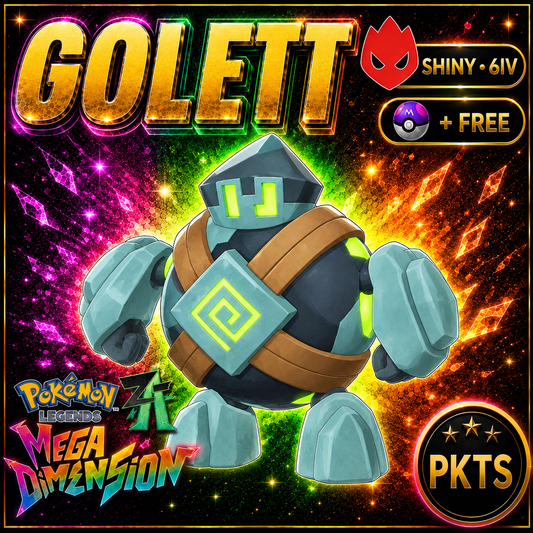 Shiny Alpha Golett Pokemon Legends Za Mega Dimension DLC 6IV Competitive Battle Ready - Image 1