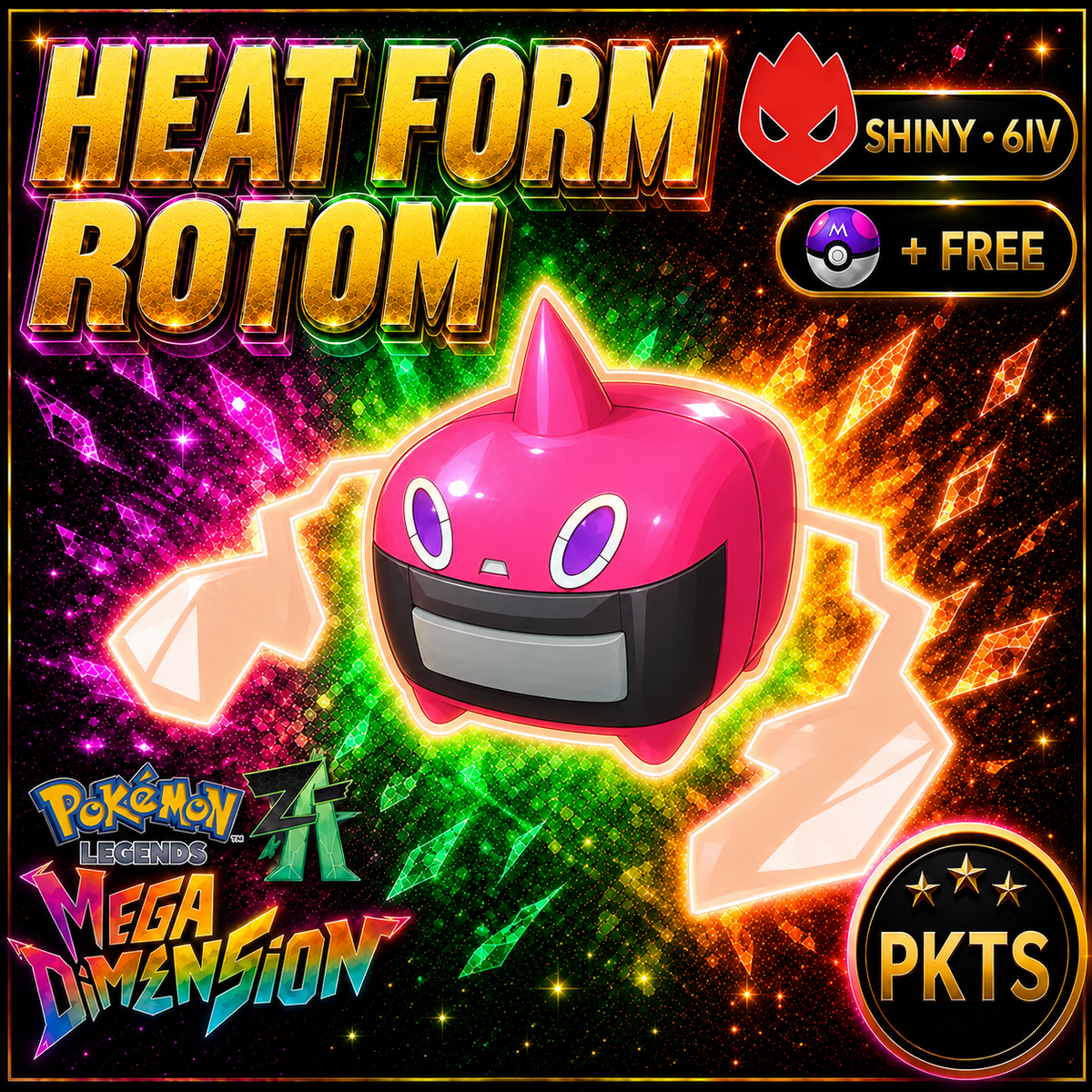 Shiny Alpha Heat Form Rotom Pokémon Legends ZA 6IV Competitive Battle Ready - Image 1