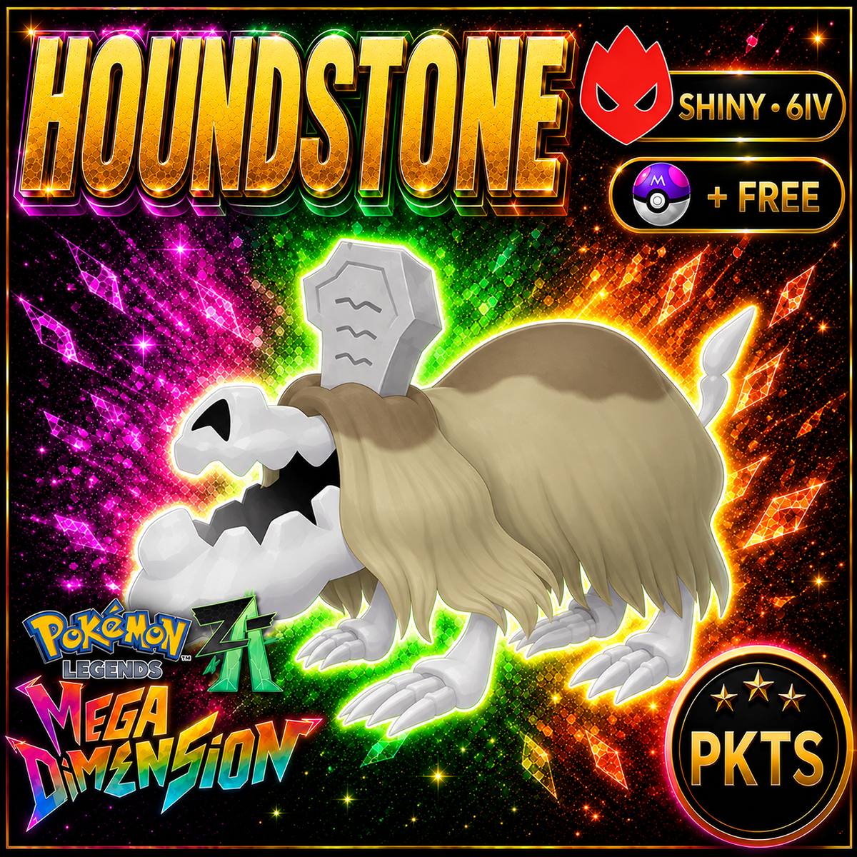 Shiny Alpha Houndstone — Pokémon Legends Z-A Mega Dimension — PKTS product image