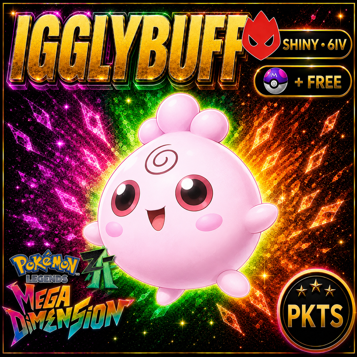 Shiny Alpha Igglybuff — Pokémon Legends Z-A Mega Dimension — PKTS product image