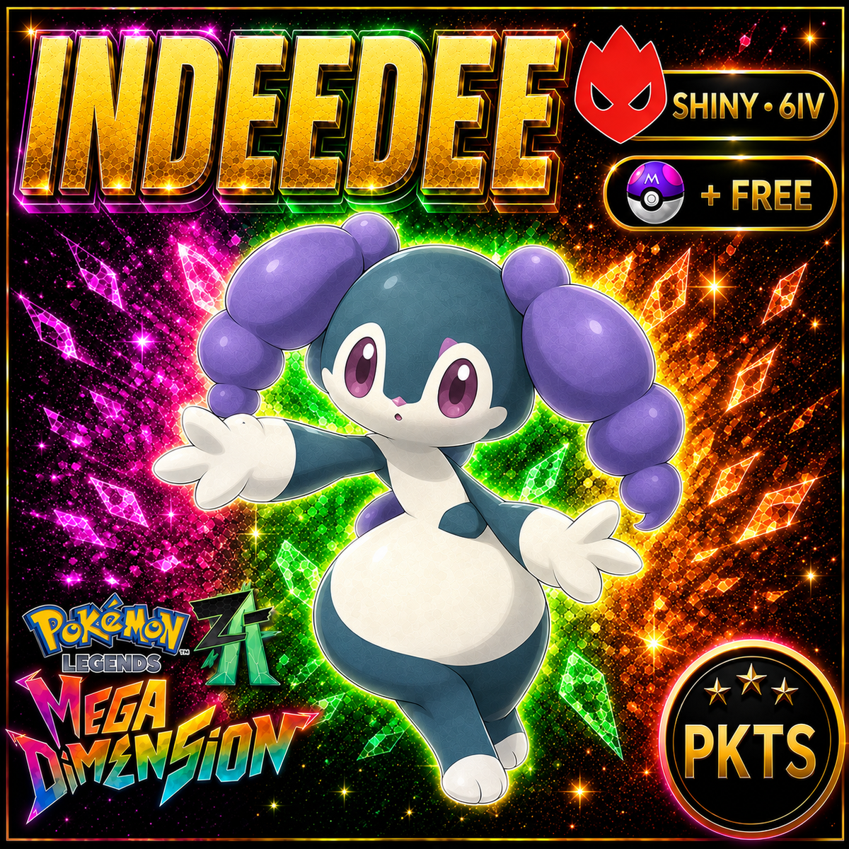 Shiny Alpha Indeedee — Pokémon Legends Z-A Mega Dimension — PKTS product image