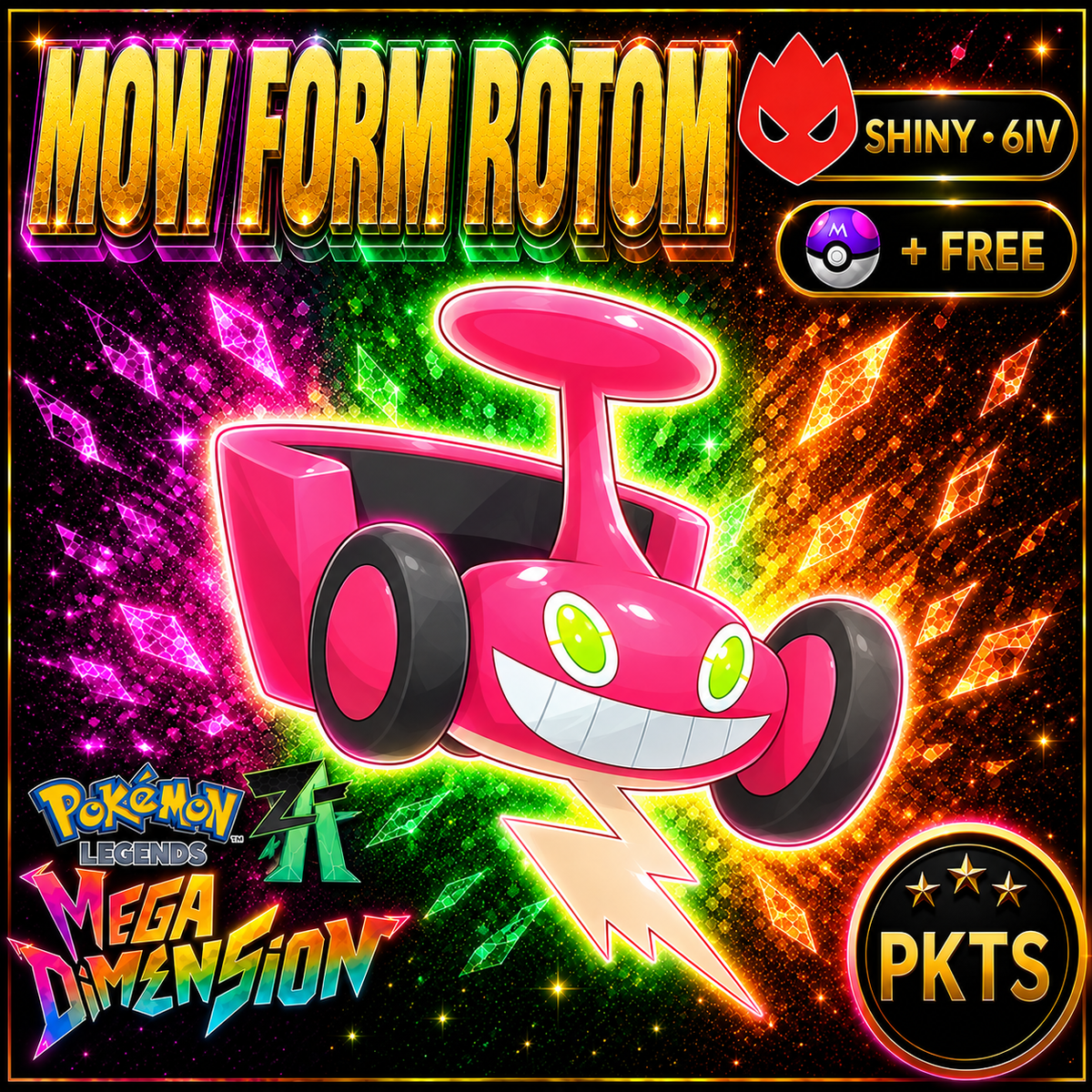 Shiny Alpha Mow Form Rotom — Pokémon Legends Z-A Mega Dimension — PKTS product image