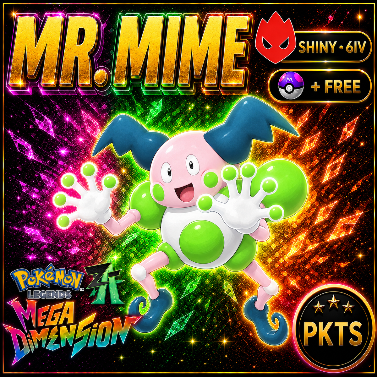Shiny Alpha Mr. Mime — Pokémon Legends Z-A Mega Dimension — PKTS product image