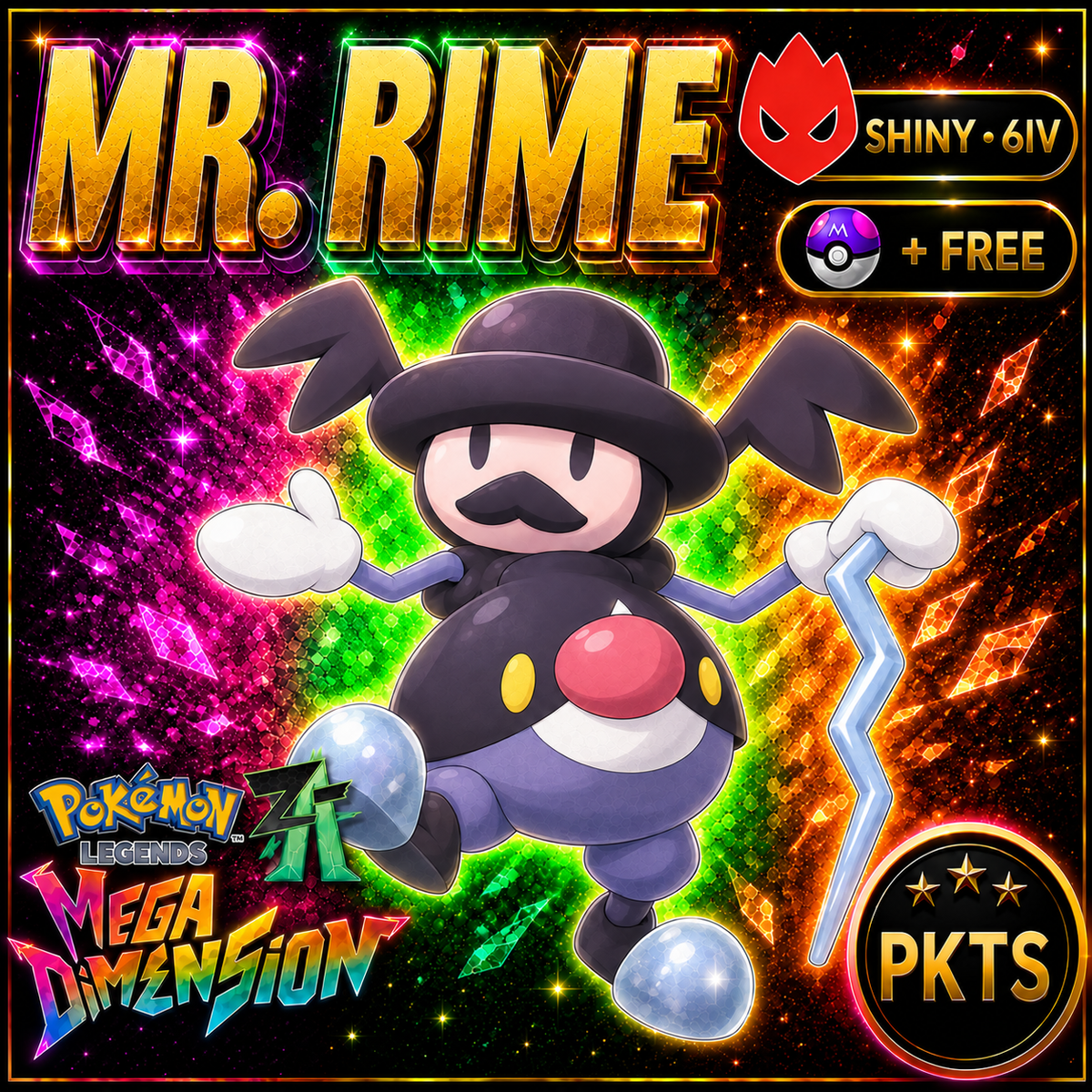 Shiny Alpha Mr. Rime Pokemon Legends Za Mega Dimension DLC 6IV Competitive Battle Ready - Image 1