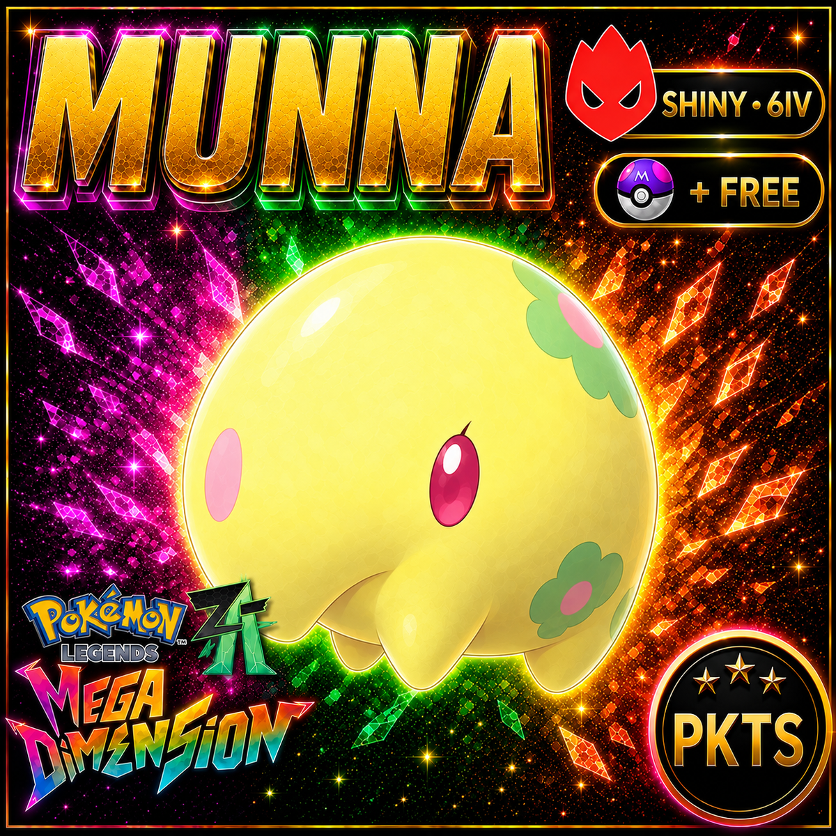 Shiny Alpha Munna Pokemon Legends Za Mega Dimension DLC 6IV Competitive Battle Ready - Image 1