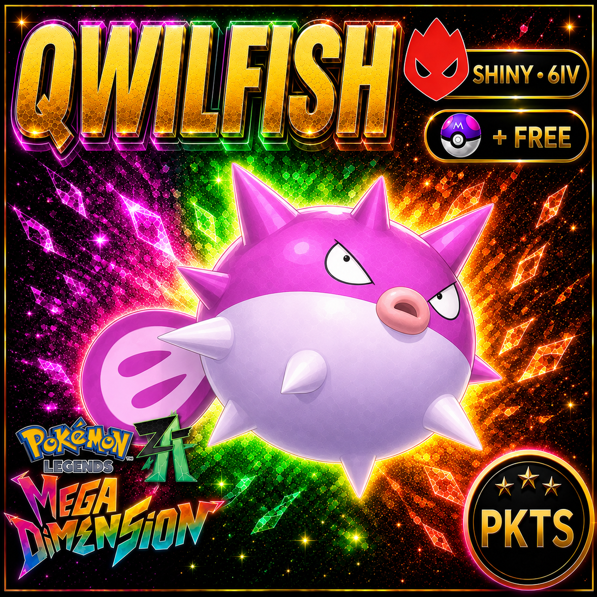 Shiny Alpha Qwilfish — Pokémon Legends Z-A Mega Dimension — PKTS product image