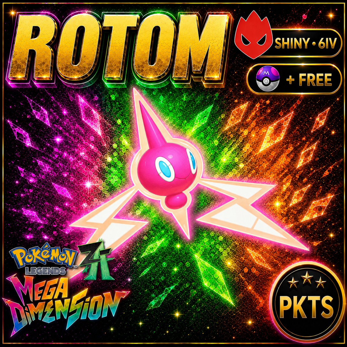 Shiny Alpha Rotom Pokemon Legends Za Mega Dimension DLC 6IV Competitive Battle Ready - Image 1