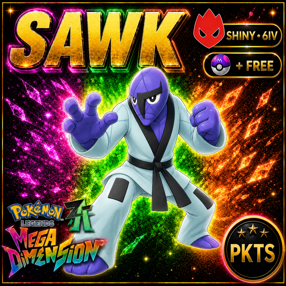 Shiny Alpha Sawk — Pokémon Legends Z-A Mega Dimension — PKTS product image