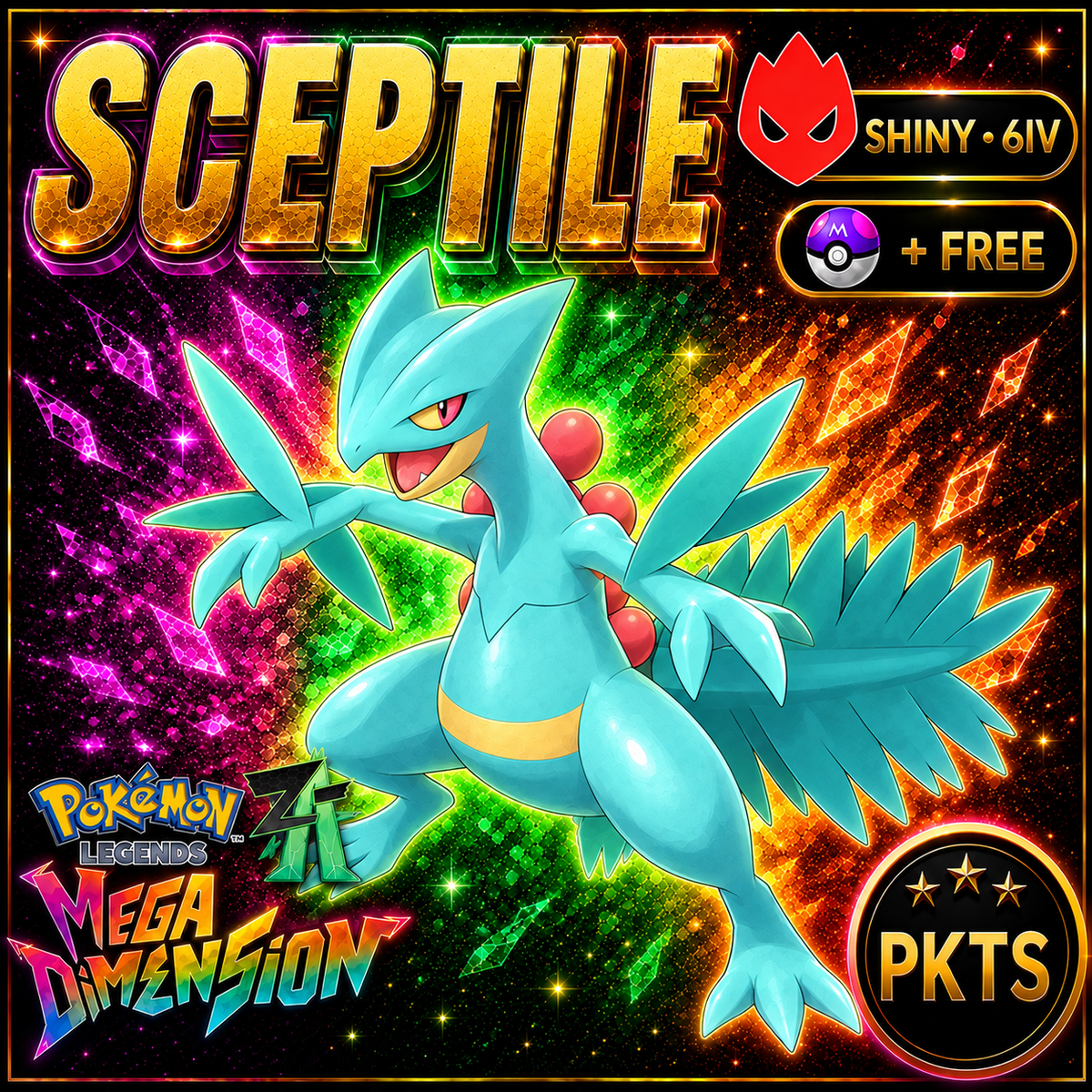 Shiny Alpha Sceptile Pokemon Legends Za Mega Dimension DLC 6IV Competitive Battle Ready - Image 1