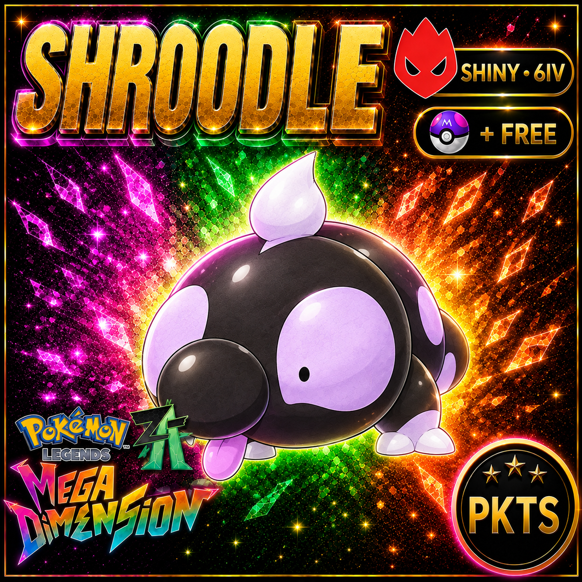 Shiny Alpha Shroodle — Pokémon Legends Z-A Mega Dimension — PKTS product image