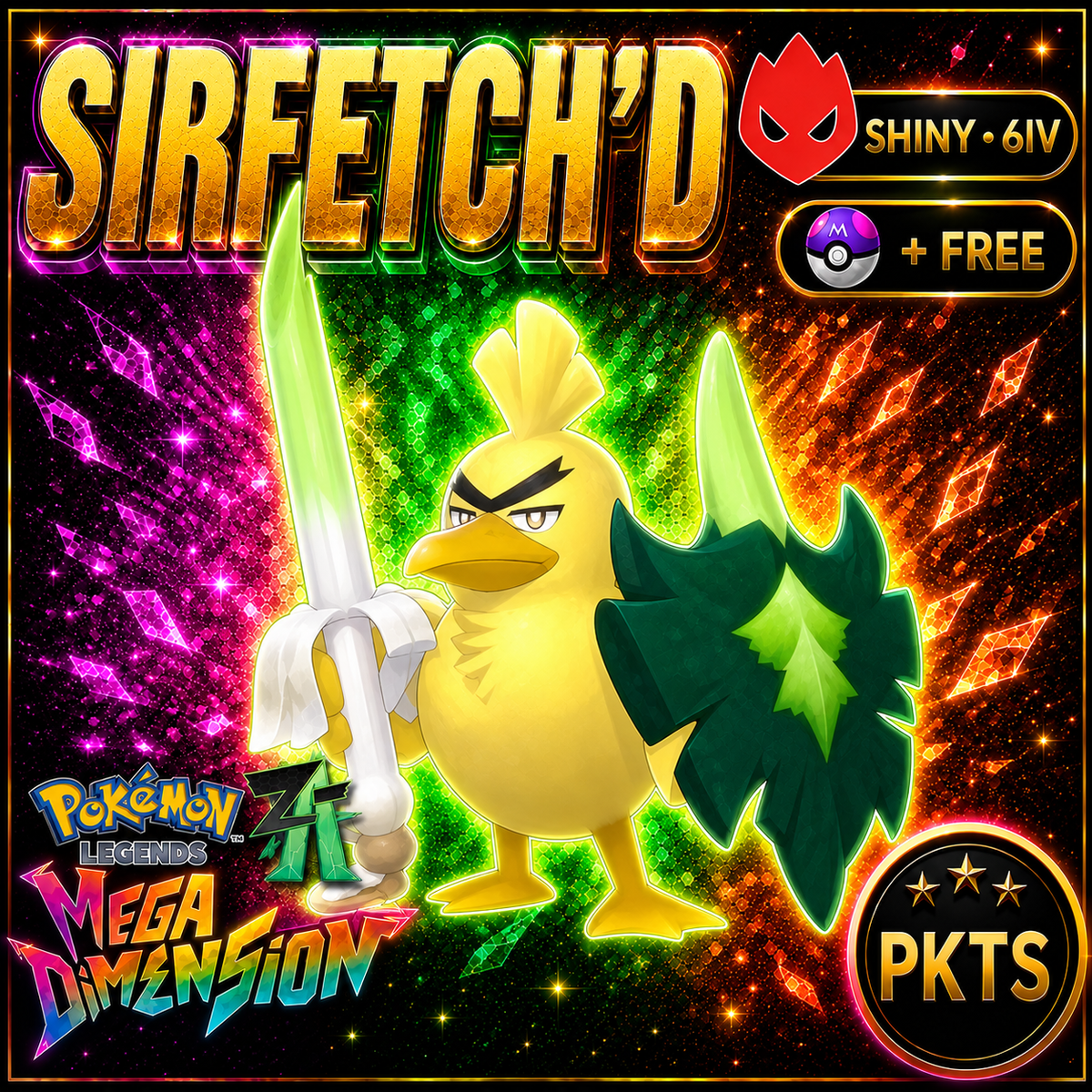 Shiny Alpha Sirfetch’d — Pokémon Legends Z-A Mega Dimension — PKTS product image