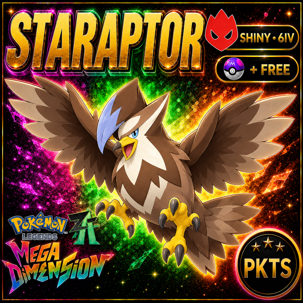 Shiny Alpha Staraptor — Mega Dimension — PKTS