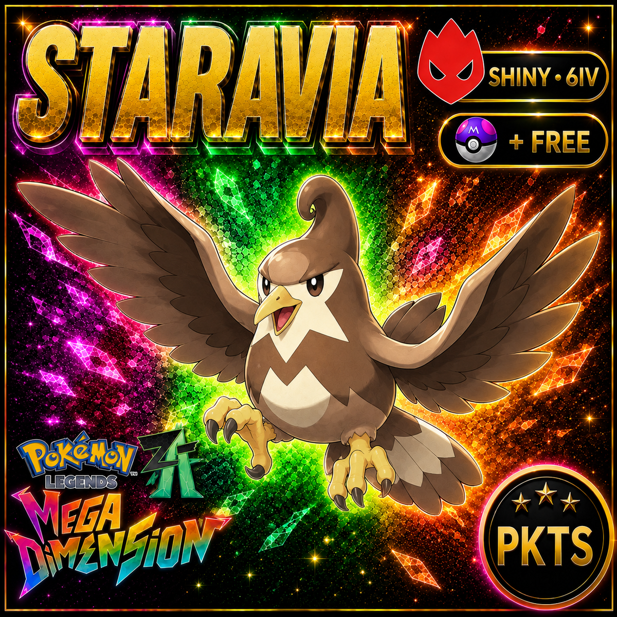 Shiny Alpha Staravia — Pokémon Legends Z-A Mega Dimension — PKTS product image