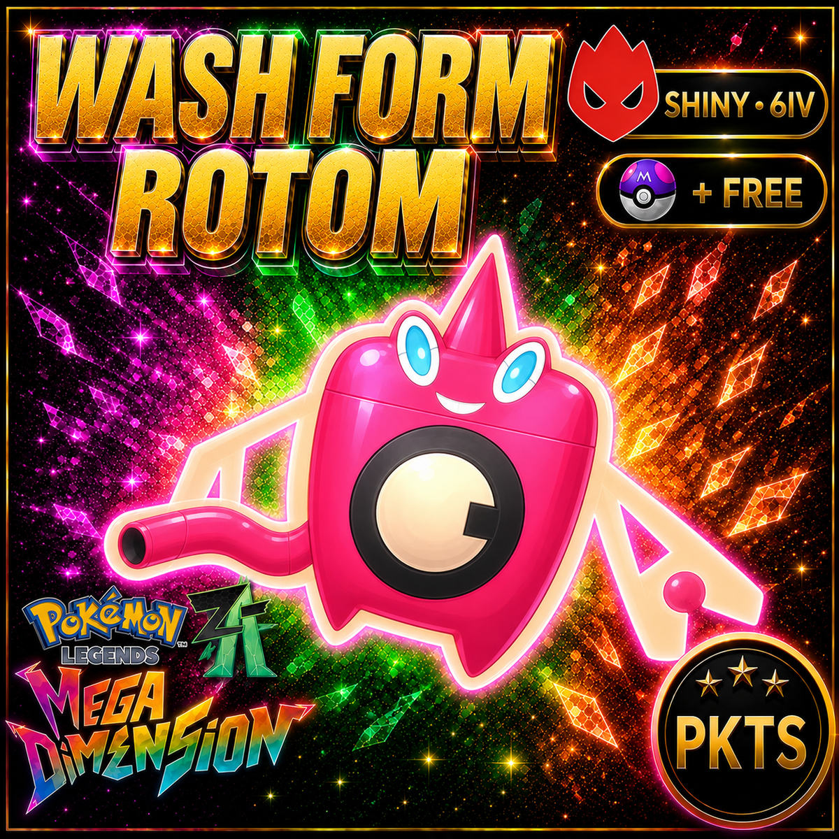 Shiny Alpha Wash Form Rotom Pokémon Legends ZA 6IV Competitive Battle Ready - Image 1