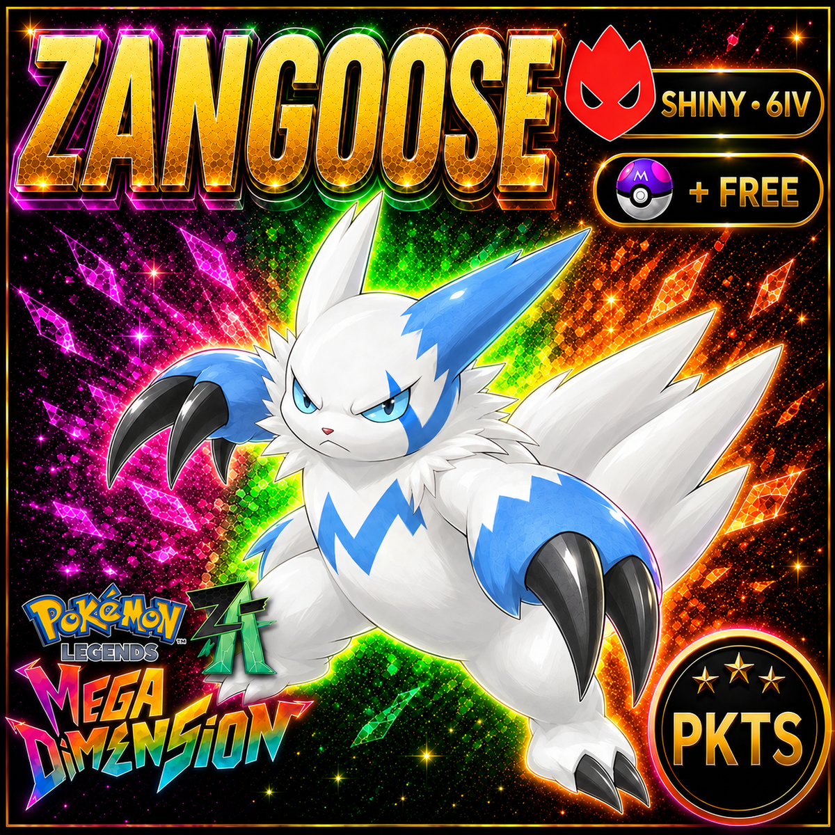 Shiny Alpha Zangoose — Pokémon Legends Z-A Mega Dimension — PKTS product image