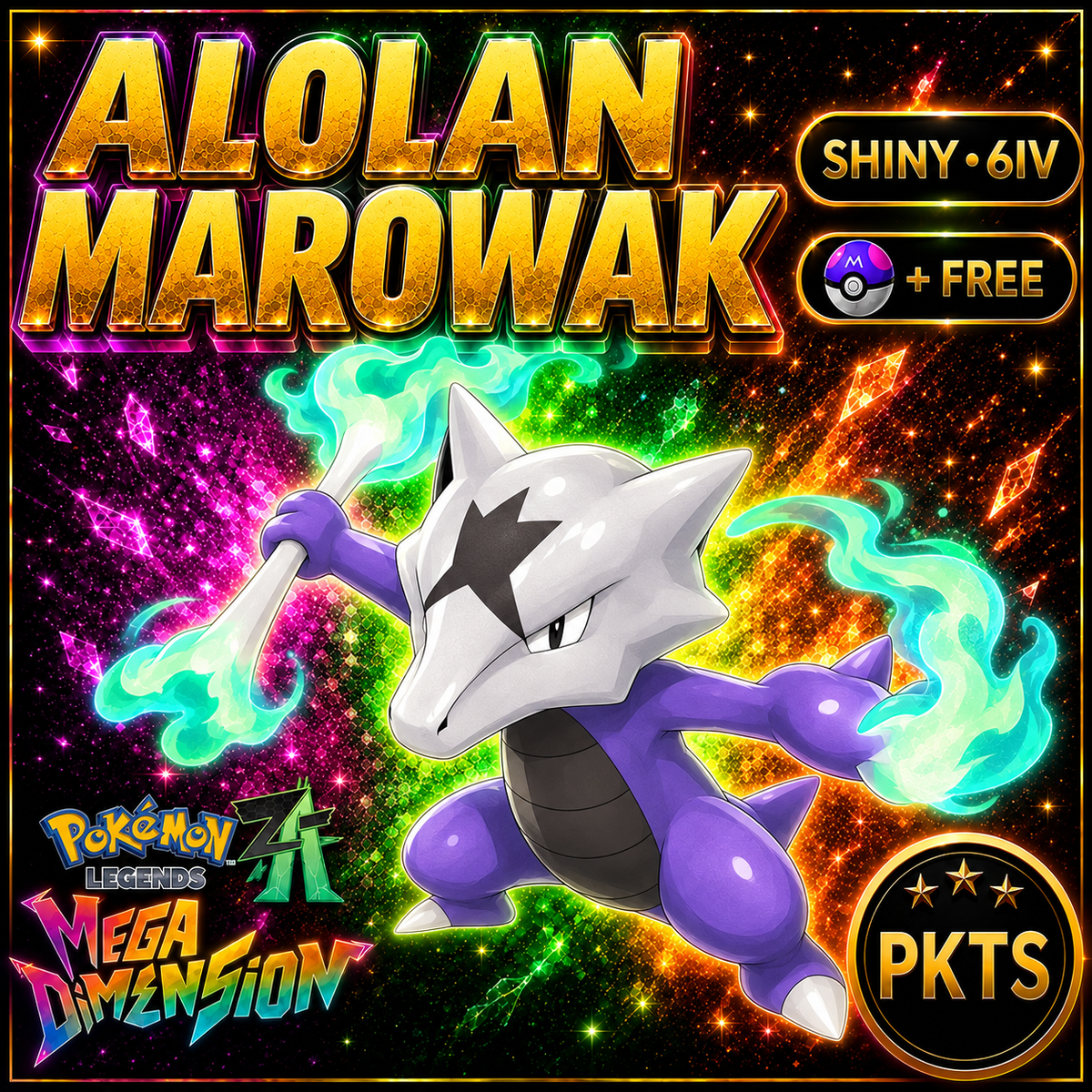 Shiny Alolan Marowak — Pokémon Legends Z-A Mega Dimension — PKTS product image