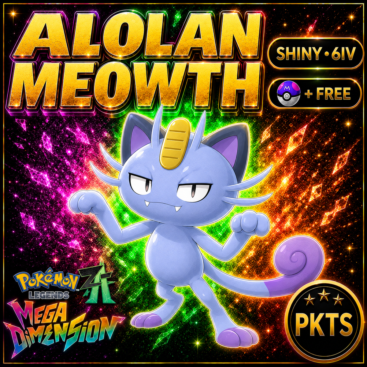 Shiny Alolan Meowth — Pokémon Legends Z-A Mega Dimension — PKTS product image