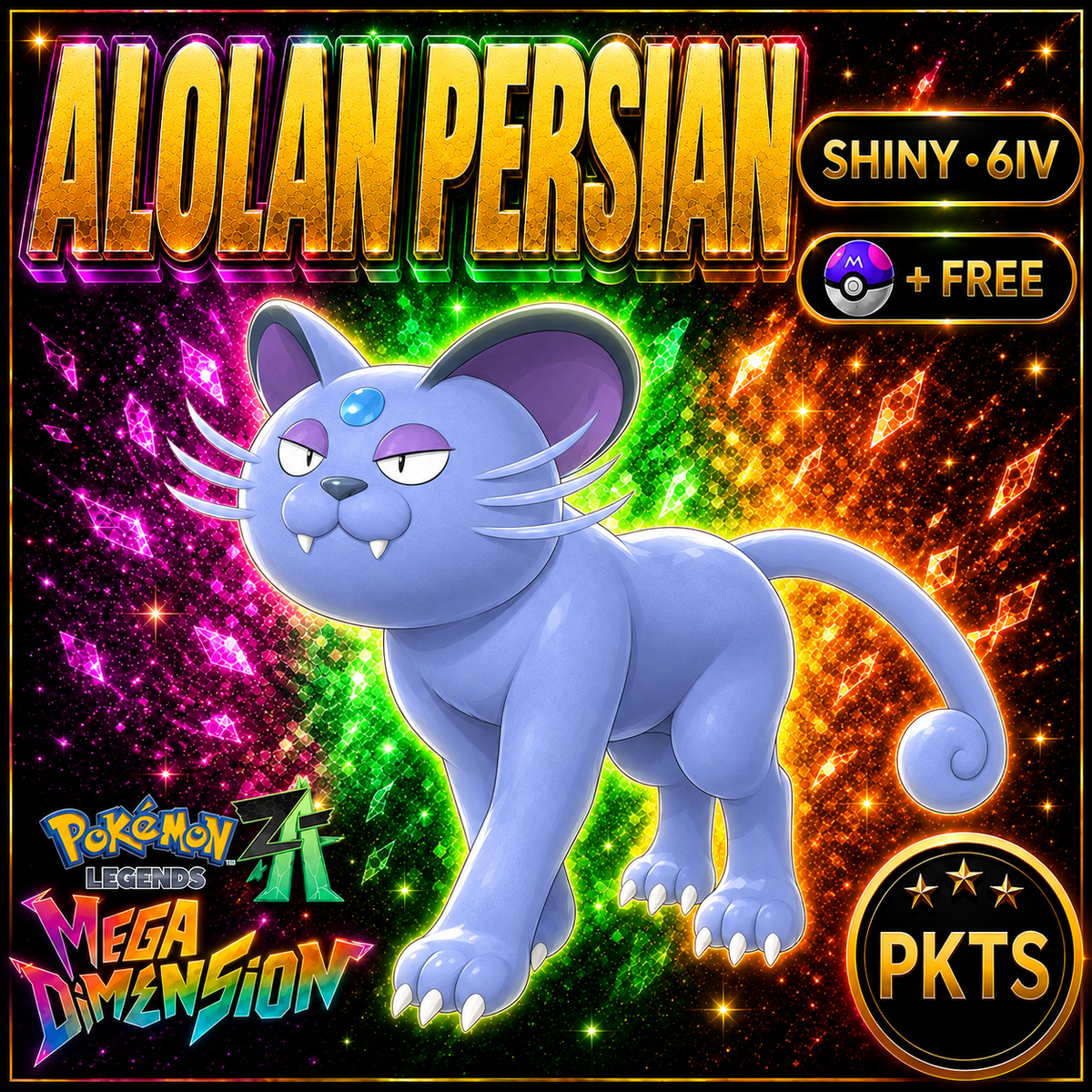 Shiny Alolan Persian — Pokémon Legends Z-A Mega Dimension — PKTS product image
