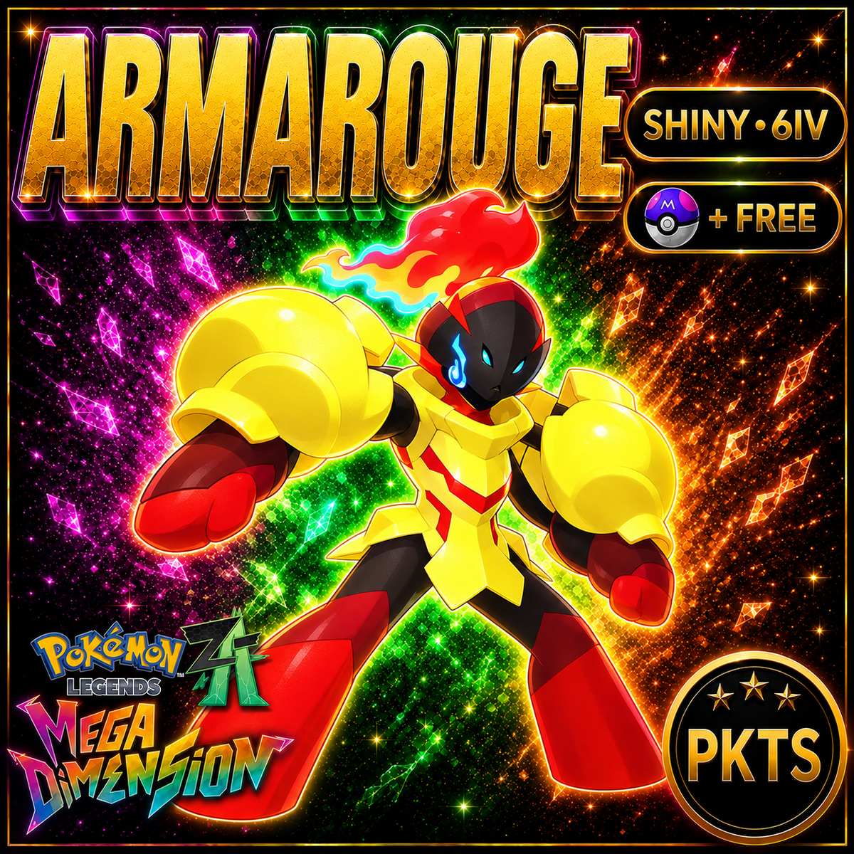 Shiny Armarouge Pokemon Legends ZA Mega Dimension DLC 6IV Competitive Battle Ready - Image 1