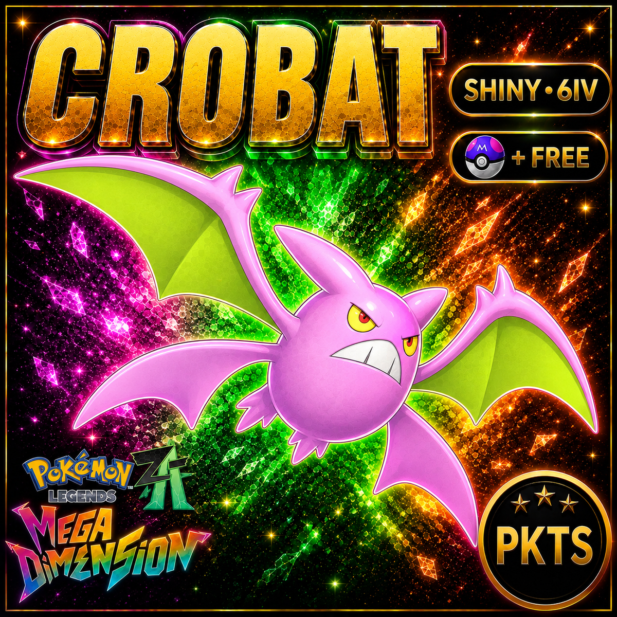 Shiny Crobat Pokemon Legends ZA Mega Dimension DLC 6IV Competitive Battle Ready - Image 1