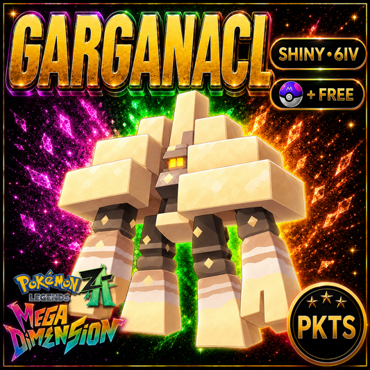 Shiny Garganacl Pokemon Legends ZA Mega Dimension DLC 6IV Competitive Battle Ready - Image 1