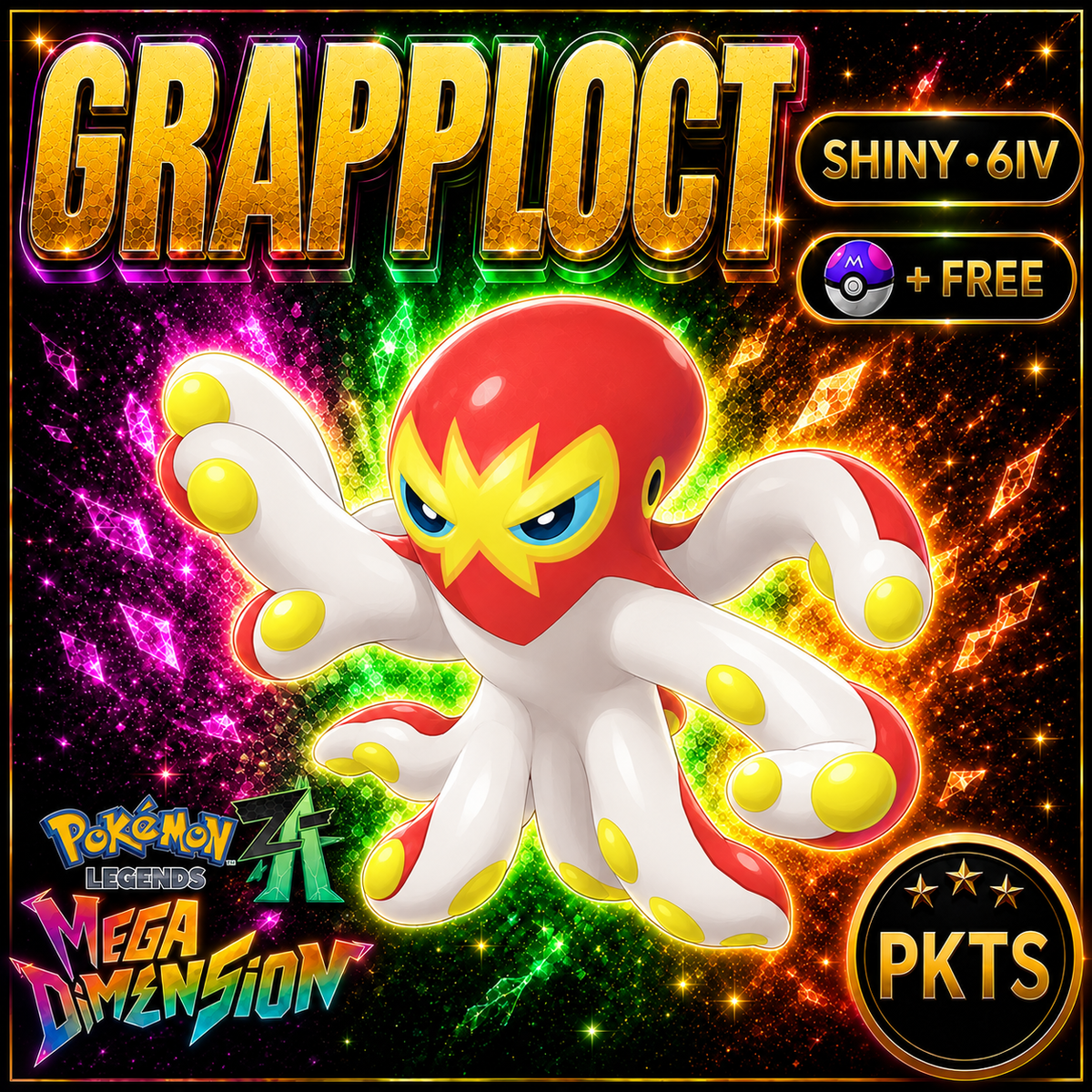 Shiny Grapploct Pokemon Legends ZA Mega Dimension DLC 6IV Competitive Battle Ready - Image 1