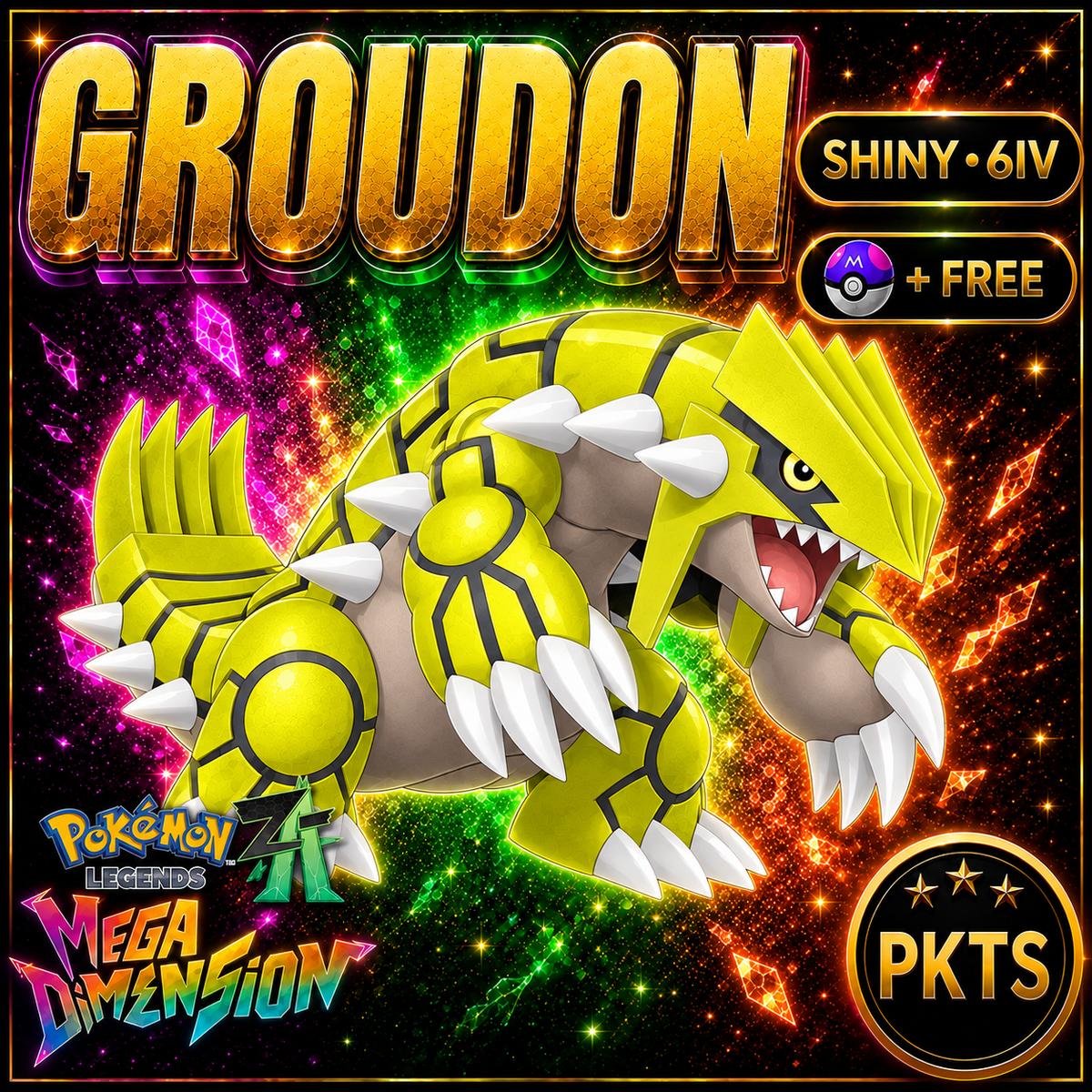Shiny Groudon Pokemon Legends Za Mega Dimension DLC 6IV Competitive Battle Ready - Image 1