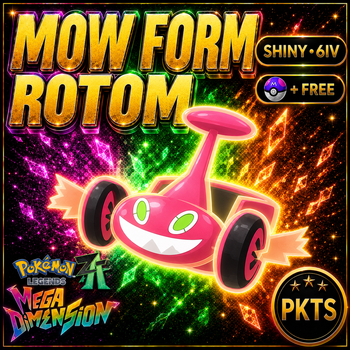 Shiny Mow Form Rotom Pokemon Legends ZA Mega Dimension DLC 6IV Competitive Battle Ready - Image 1