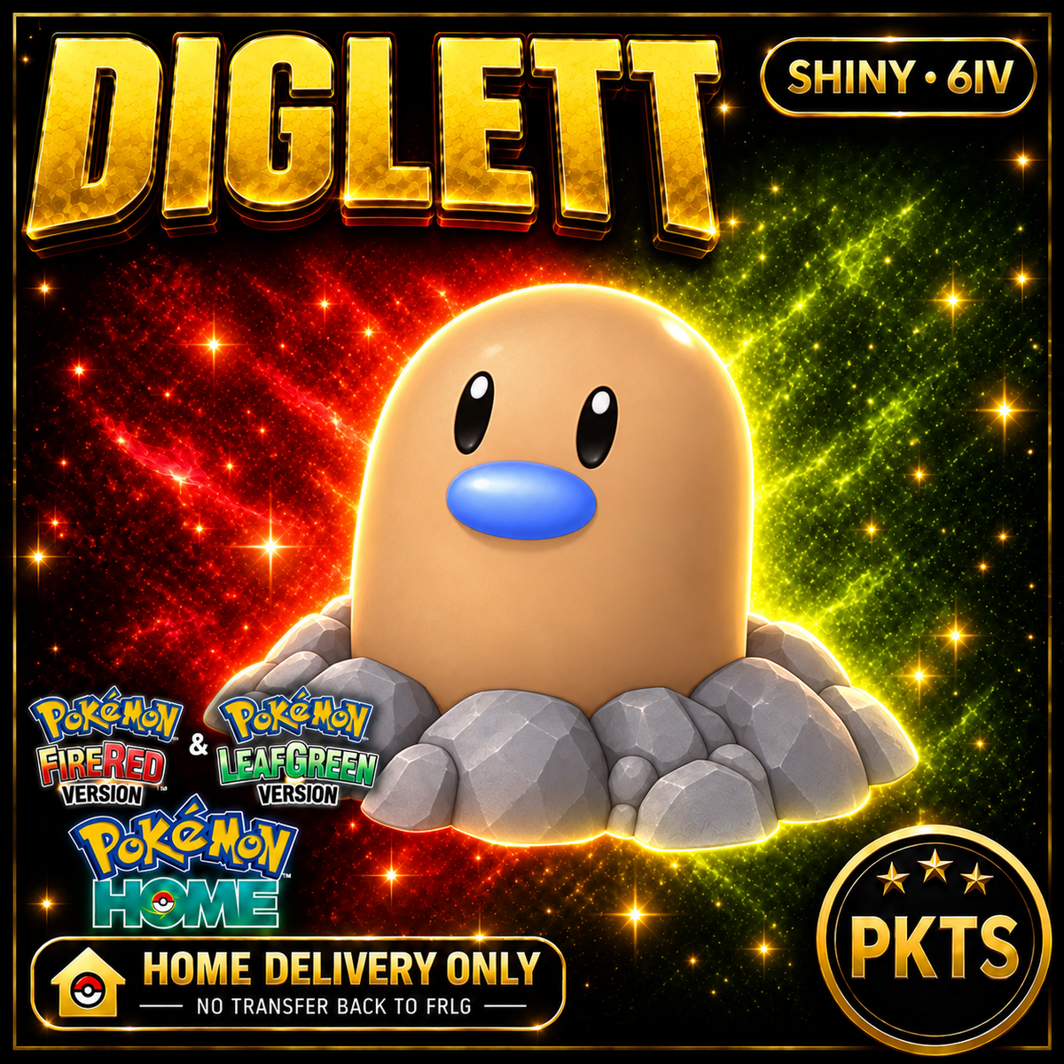 Shiny Diglett Pokémon FireRed LeafGreen HOME Delivery 6IV Competitive Battle Ready — PKTS