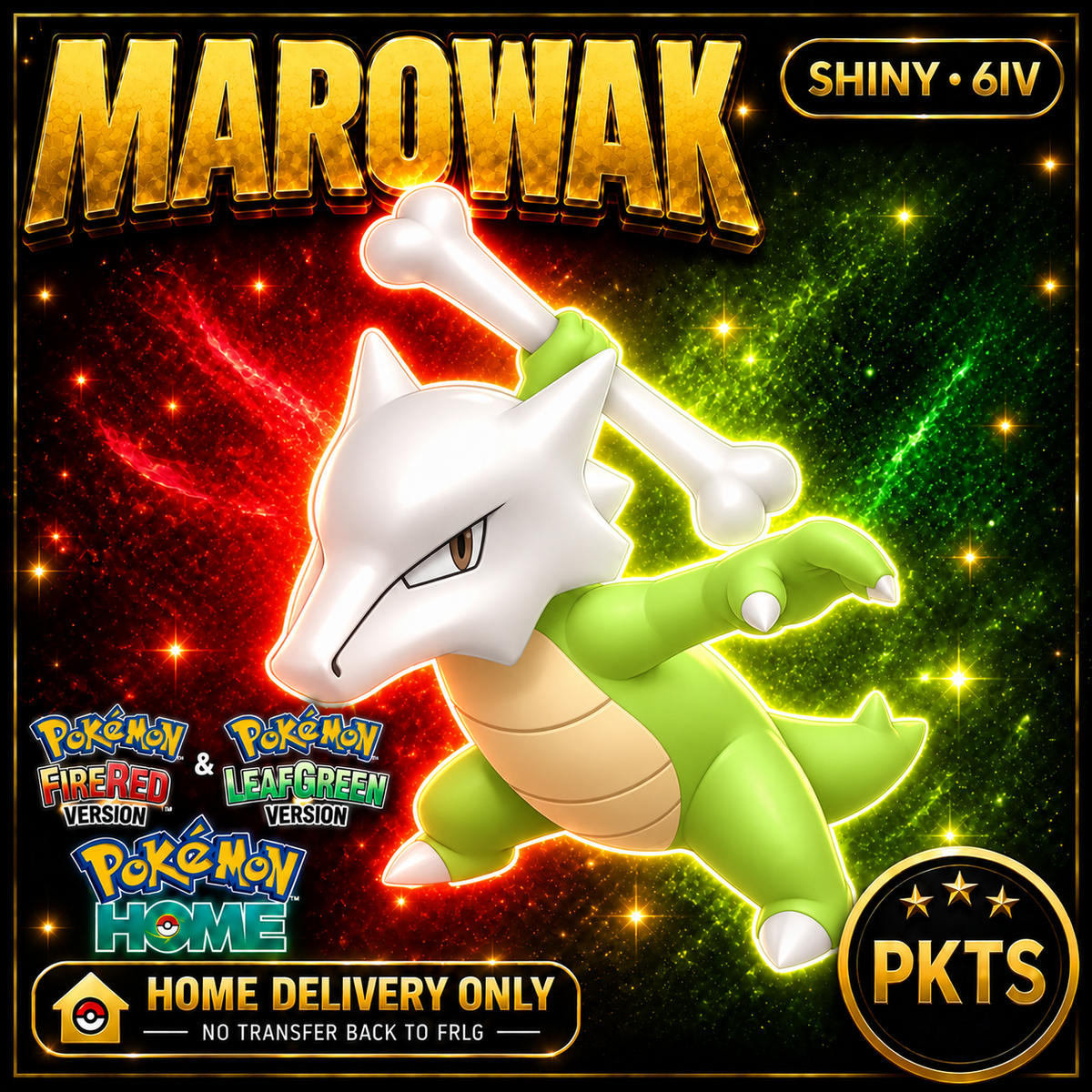 Shiny Marowak Pokémon FireRed LeafGreen HOME Delivery 6IV Competitive Battle Ready — PKTS