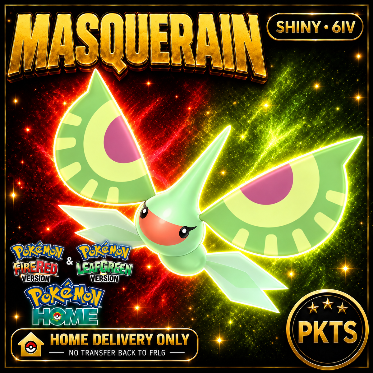 Shiny Masquerain Pokémon FireRed LeafGreen HOME Delivery 6IV Competitive Battle Ready — PKTS thumbnail