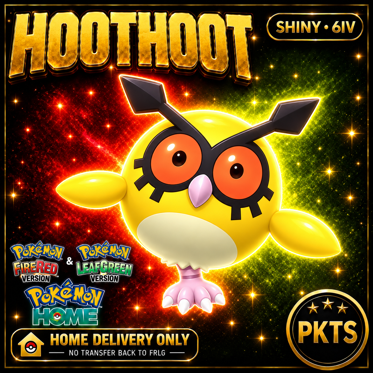 Shiny Hoothoot Pokémon FireRed LeafGreen HOME Delivery 6IV Competitive Battle Ready — PKTS thumbnail