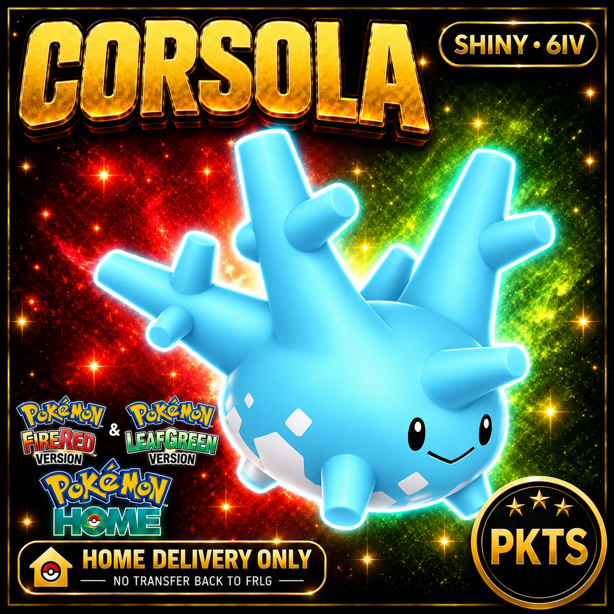 Shiny Corsola Pokémon FireRed LeafGreen HOME Delivery 6IV Competitive Battle Ready — PKTS thumbnail