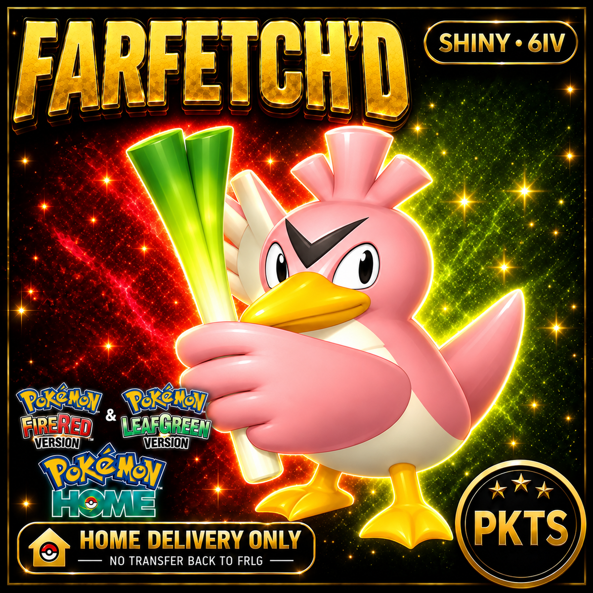 Shiny Farfetch’d Pokémon FireRed LeafGreen HOME Delivery 6IV Competitive Battle Ready — PKTS