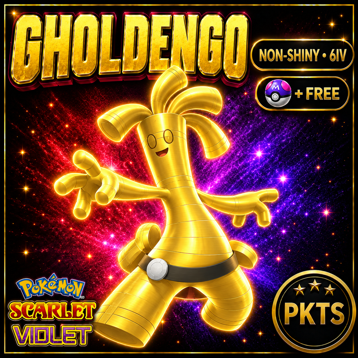 Non Shiny GHOLDENGO Ev Trained Scarlet Violet Pokémon Battle Ready Competitive Free Bonus Shiny Fast Delivery — PKTS