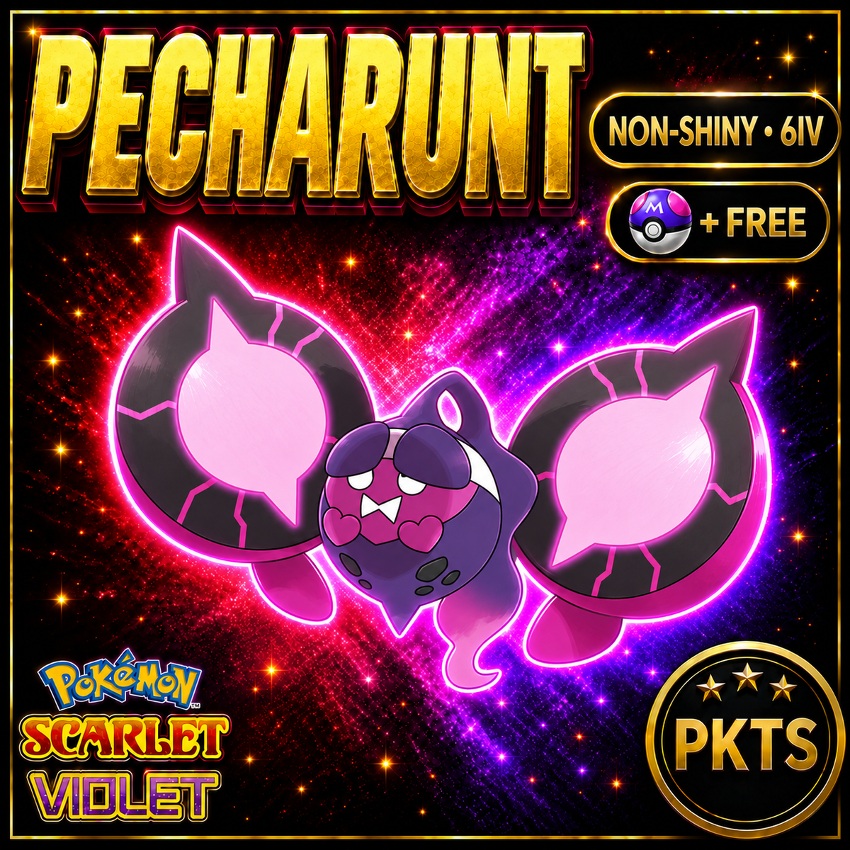 Non Shiny PECHARUNT Pokémon Scarlet Violet 6IV Competitive Battle Ready — PKTS