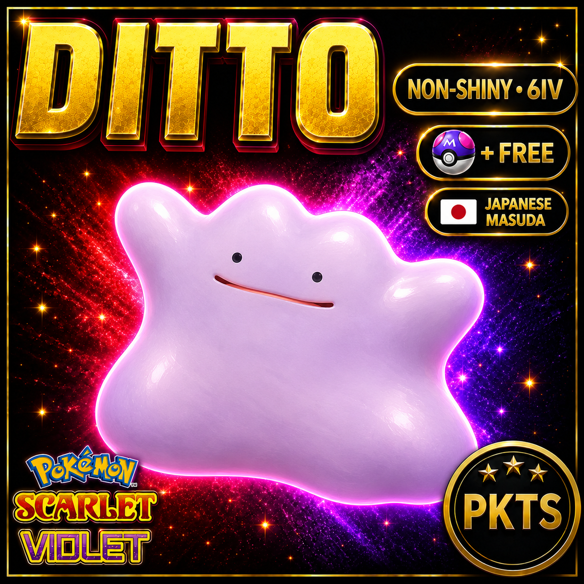 Non Shiny 6IV DITTO Japanese Masuda Pokemon Pokémon Scarlet and Violet 6IV Pokemon Non Legend ZA Breeding Japanese Ditto — PKTS