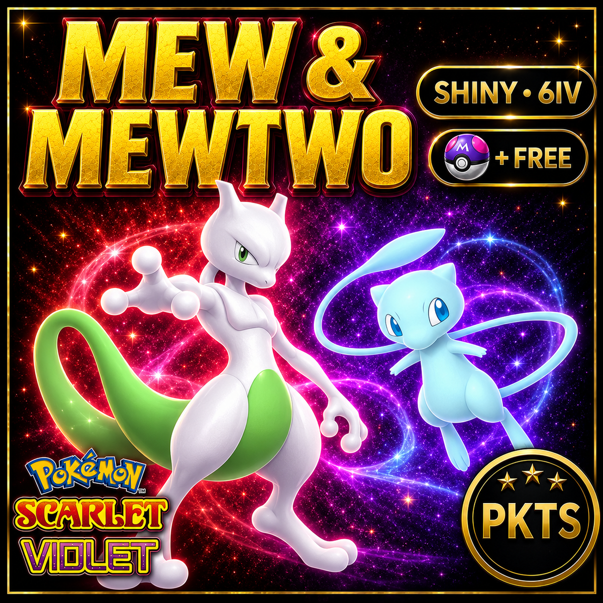 SHINY Mewtwo, Mew Bundle Pack 6IV EV Pokémon Scarlet and Violet 6IV Pokemon Free Shiny Switch 2 — PKTS thumbnail