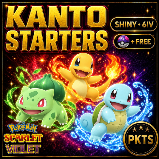 SHINY Bulbasaur, Charmander, Squirtle Bundle Pack 6IV EV Pokémon Scarlet and Violet 6IV Competitive Battle Ready — PKTS thumbnail