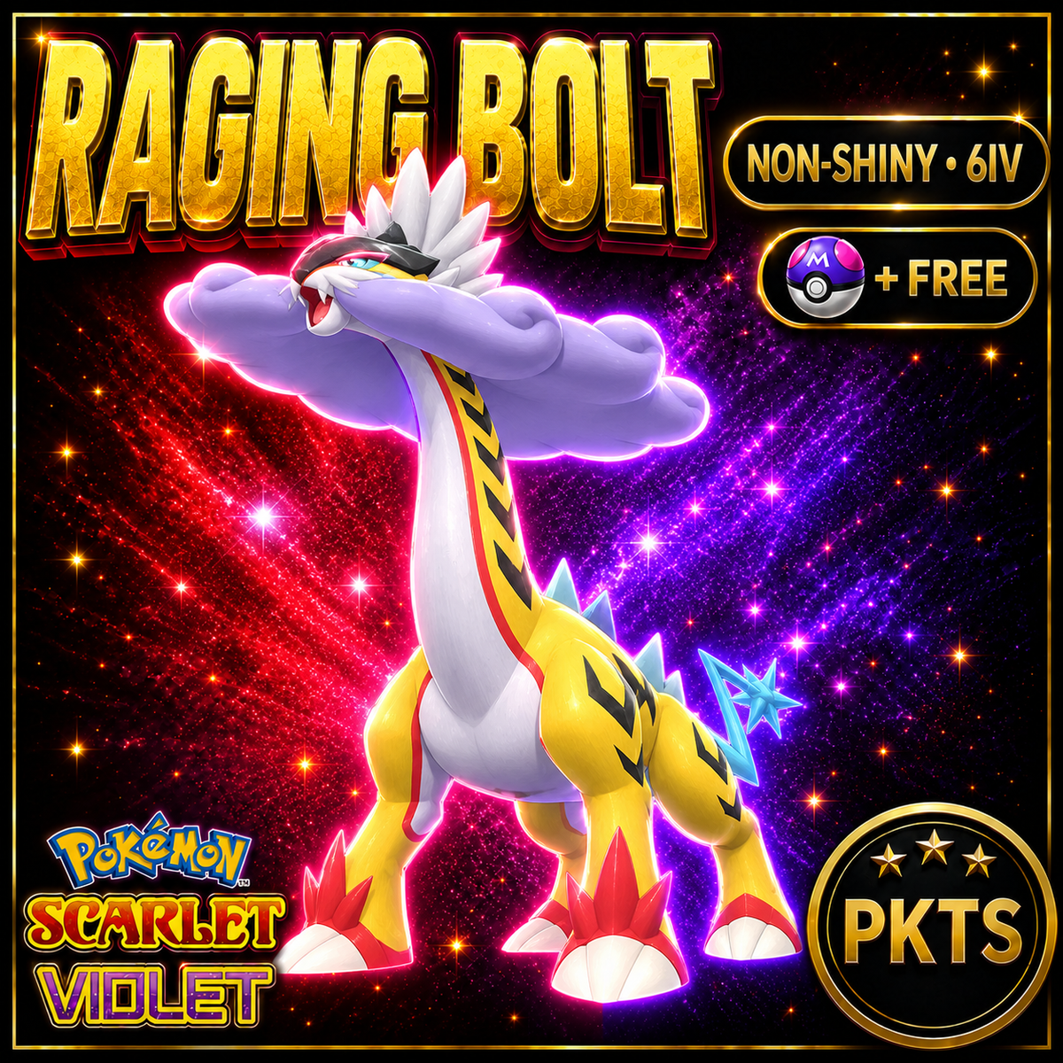 Non Shiny RAGING BOLT Ev Trained Scarlet Violet Pokémon Battle Ready Competitive Free Bonus Shiny Fast Delivery — PKTS